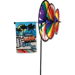 Accent Home & Garden Triple Spinners Rainbow Triple Spinner Garden Flag Pole