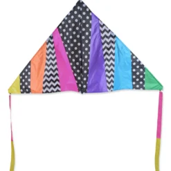 Kites Premier Kites 6.5 Ft. Delta Kite - Black Pattern Rainbow
