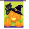 Accent Home & Garden 28 In. Halloween House Flag - Hello Halloween Cat And Pumpkin
