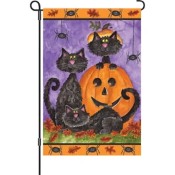 Accent Home & Garden Accent 12 In. Halloween Garden Flag - Three Black Cats