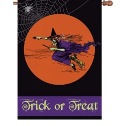 Accent Home & Garden Accent 28 In. Halloween House Flag - Flying Witch