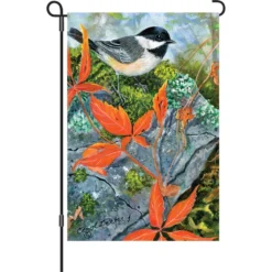 Accent Home & Garden 12 In. Flag - Virginia Creeper Chickadee