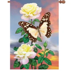 Accent Home & Garden 28 In. Flag - White Lady Swallowtail Accent